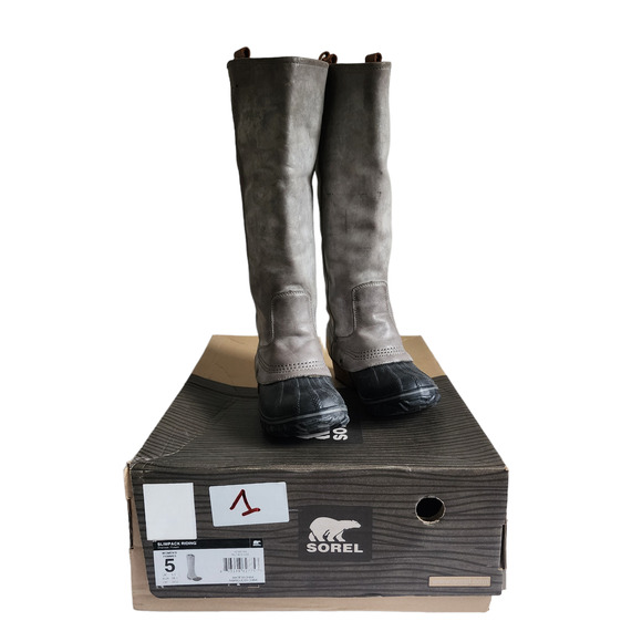NWT Sorel Slimpack Riding Tall Boots Equestrian Sz 5 Waterproof Leather Charcoal - Picture 10 of 11